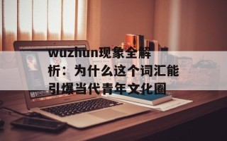 wuzhun现象全解析：为什么这个词汇能引爆当代青年文化圈