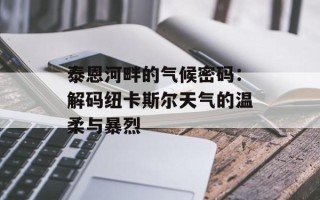 泰恩河畔的气候密码：解码纽卡斯尔天气的温柔与暴烈
