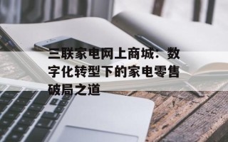 三联家电网上商城：数字化转型下的家电零售破局之道