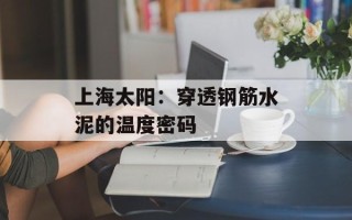 上海太阳：穿透钢筋水泥的温度密码