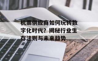 机票供应商如何玩转数字化时代？揭秘行业生存法则与未来趋势