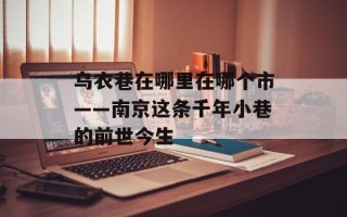 乌衣巷在哪里在哪个市——南京这条千年小巷的前世今生