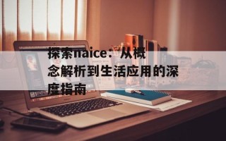 探索naice：从概念解析到生活应用的深度指南