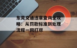 东莞交通违章查询全攻略：从罚款标准到处理流程一网打尽