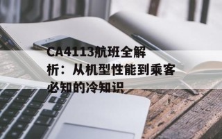 CA4113航班全解析：从机型性能到乘客必知的冷知识