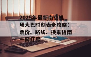 2025年最新南京机场大巴时刻表全攻略：票价、路线、换乘指南一网打尽