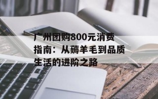广州团购800元消费指南：从薅羊毛到品质生活的进阶之路