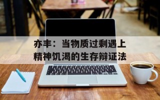 亦丰：当物质过剩遇上精神饥渴的生存辩证法